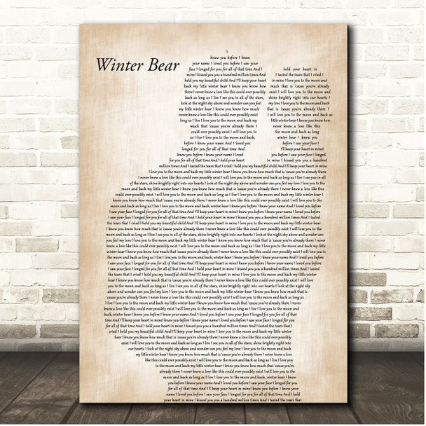 Coby Grant Winter Bear Father & Baby Song Lyric Print