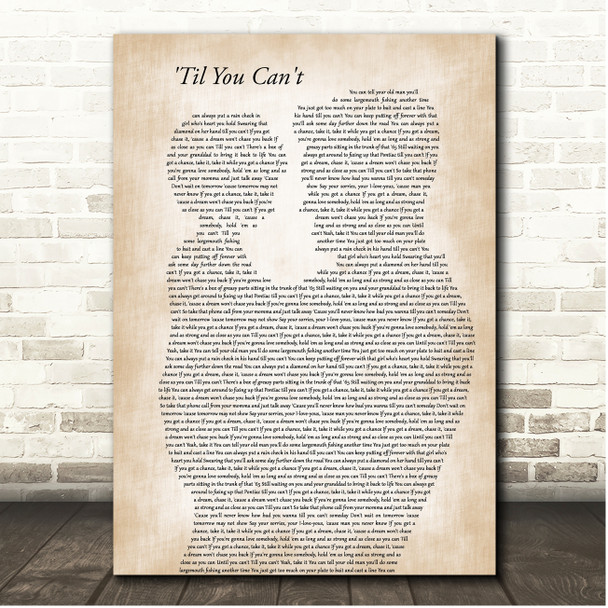 Cody Johnson Til You Can't Father & Child Song Lyric Print