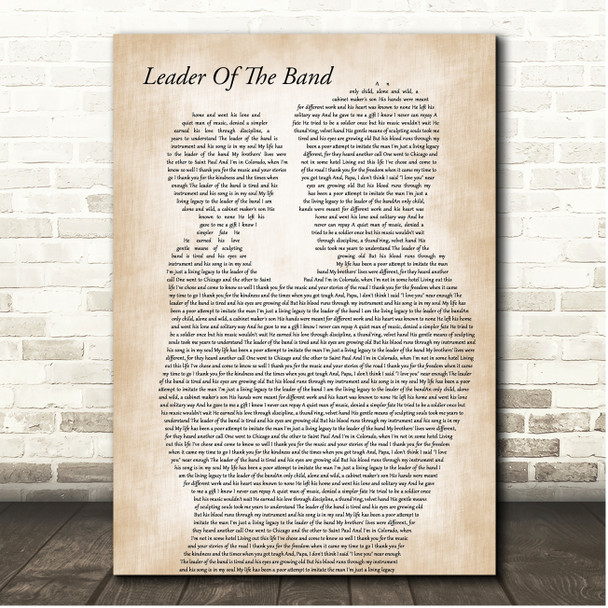 Dan Fogelberg Leader Of The Band Father & Child Song Lyric Print