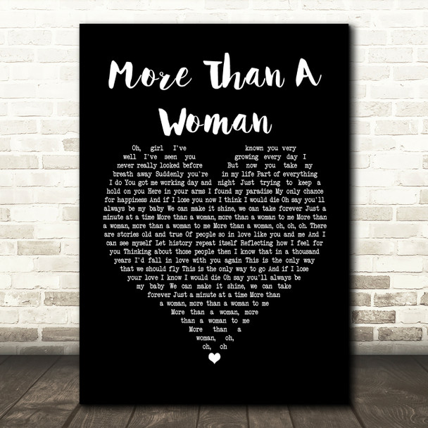 Bee Gees More Than A Woman Black Heart Song Lyric Print
