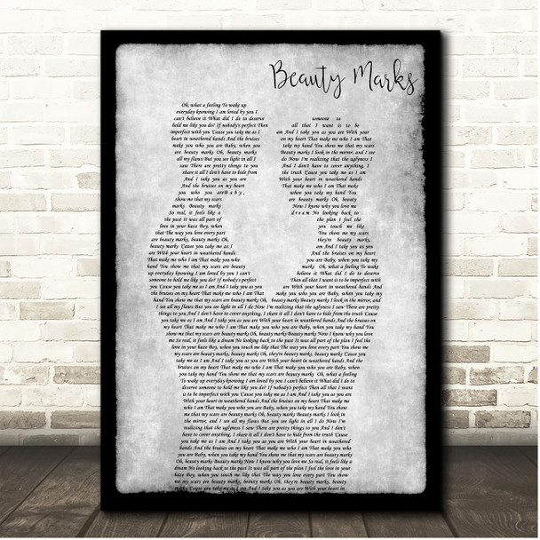 Ciara Beauty Marks Grey Black Border Gay Men Song Lyric Print