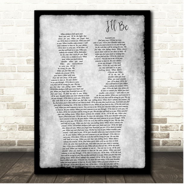 Reba McEntire I'll Be Grey Black Border Gay Men Song Lyric Print