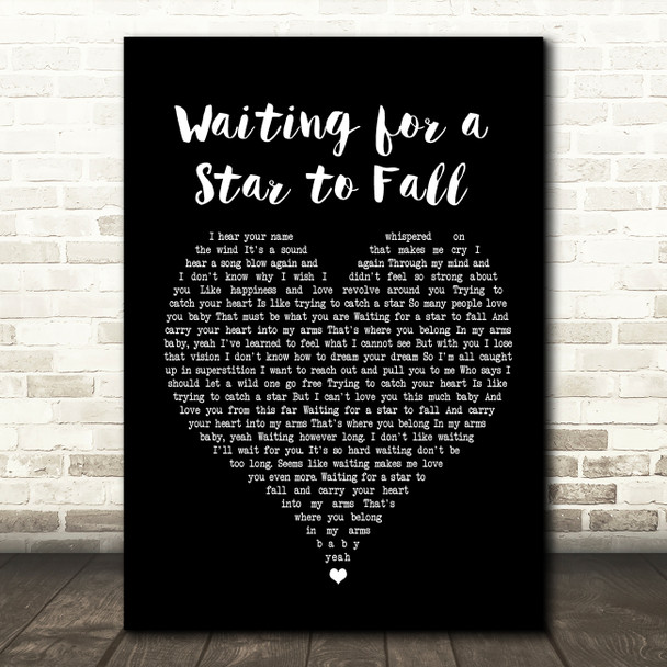 Boy Meets Girl Waiting for a Star to Fall Black Heart Song Lyric Print