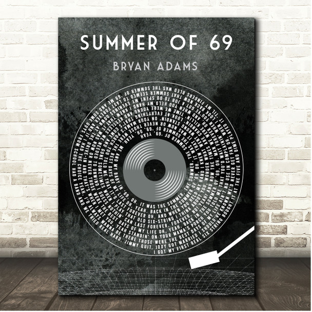 Bryan Adams Summer of '69 Grunge Grey Vinyl Record Song Lyric Print