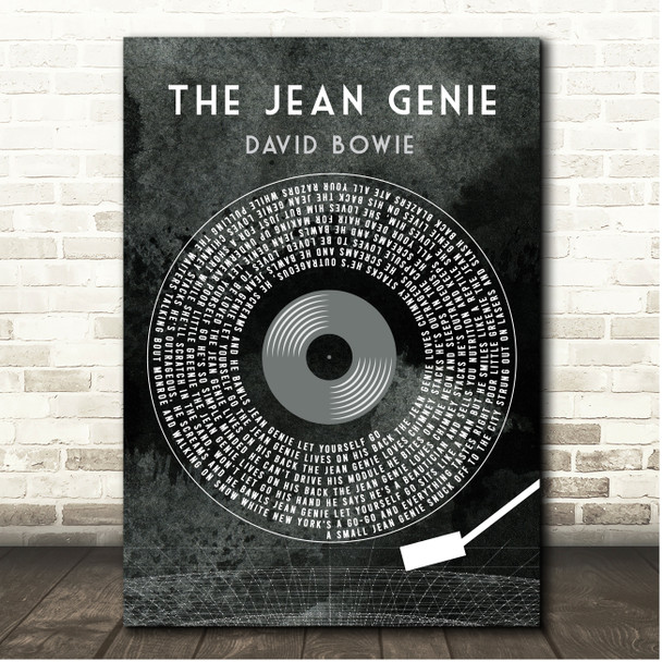 David Bowie The Jean Genie Grunge Grey Vinyl Record Song Lyric Print