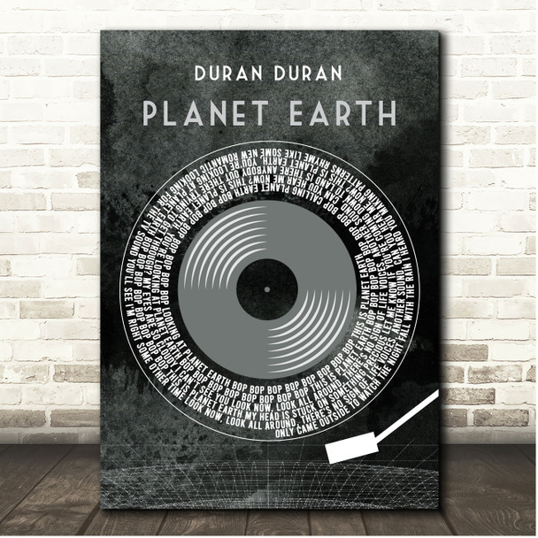 Duran Duran Planet Earth Grunge Grey Vinyl Record Song Lyric Print