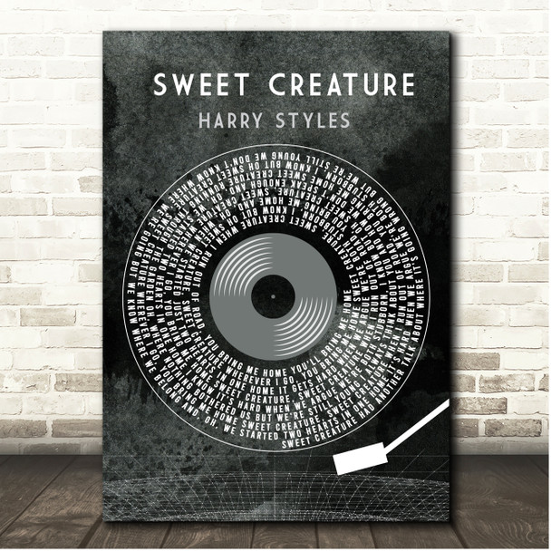 Harry Styles Sweet Creature Grunge Grey Vinyl Record Song Lyric Print