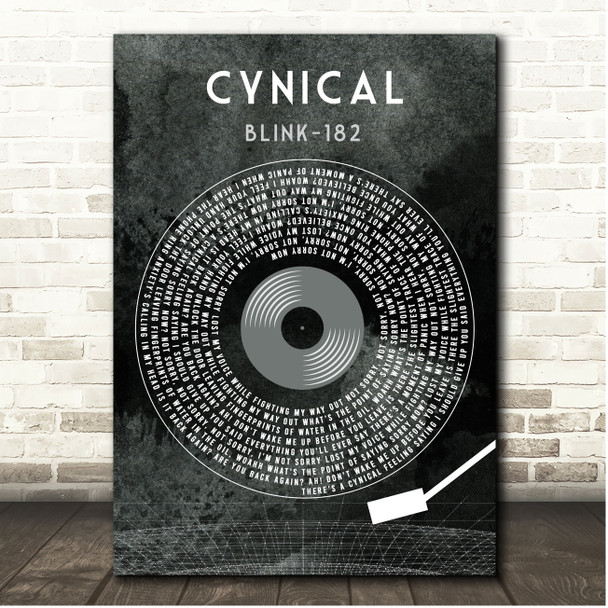 blink-182 Cynical Grunge Grey Vinyl Record Song Lyric Print