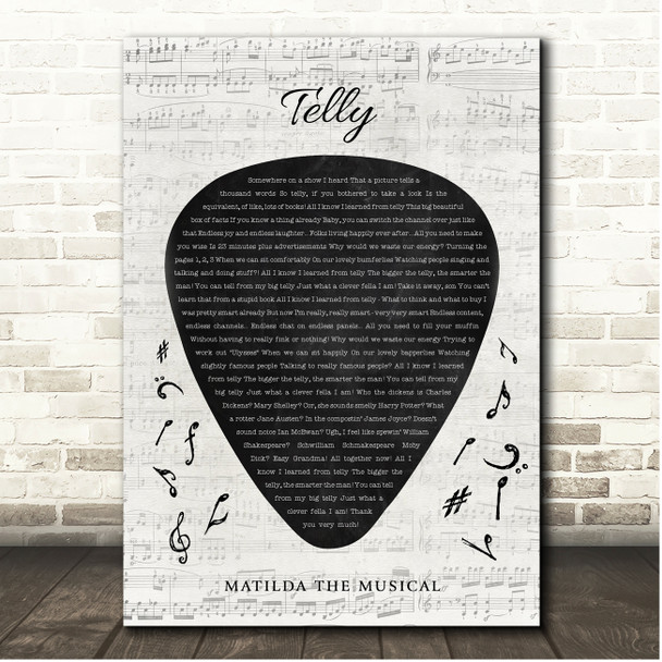 Matilda the Musical Telly Guitar Pick Plectrum Song Lyric Print