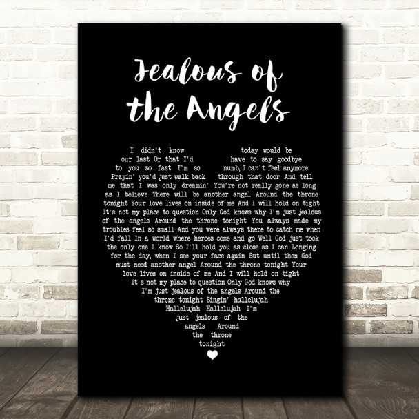 Donna Taggart Jealous of the Angels Black Heart Song Lyric Print