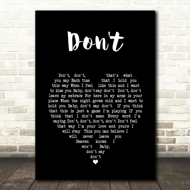 Elvis Presley Don't Black Heart Song Lyric Print