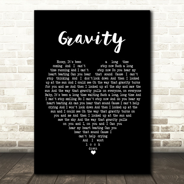 Embrace Gravity Black Heart Song Lyric Print