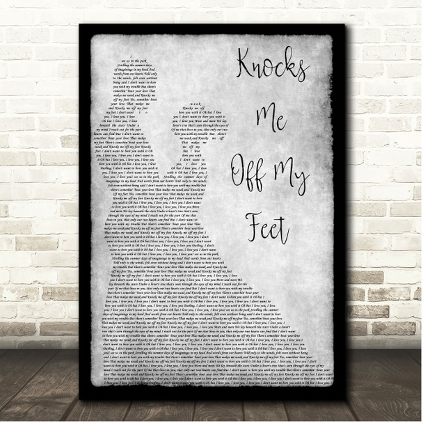 Stevie Wonder Knocks Me Off My Feet Grey Couple Dancing Song Lyric Print