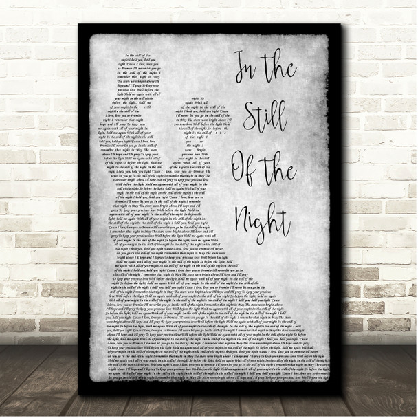 The Five Satins In The Still Of The Night Grey Couple Dancing Song Lyric Print