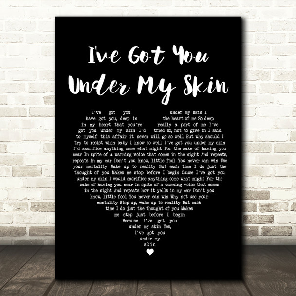 Frank Sinatra I've Got You Under My Skin Black Heart Song Lyric Print