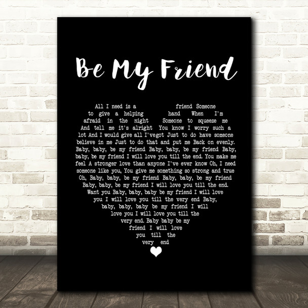 Free Be My Friend Black Heart Song Lyric Print