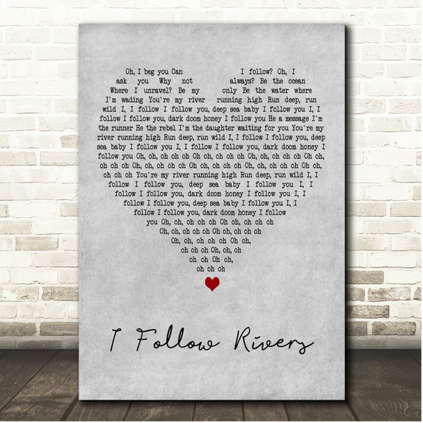 Lykke Li I Follow Rivers Grey Heart Song Lyric Print