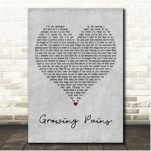 Neck Deep Growing Pains Grey Heart Song Lyric Print