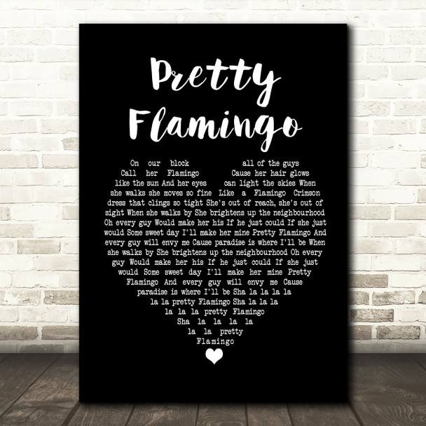 Manfred Mann Pretty Flamingo Black Heart Song Lyric Print