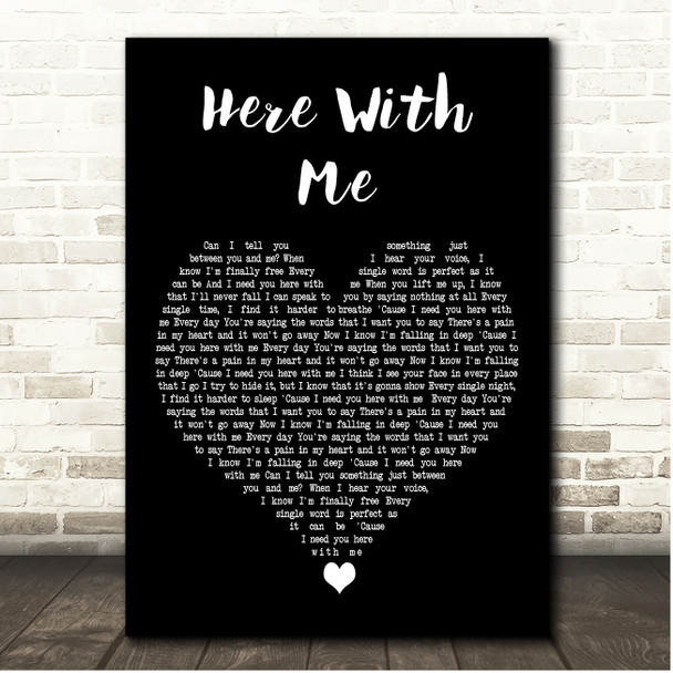 Marshmello Here With Me Black Heart Song Lyric Print