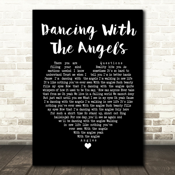 Monk & Neagle Dancing With The Angels Black Heart Song Lyric Print