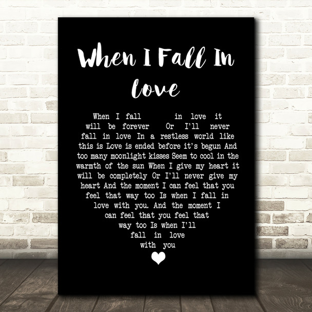Nat King Cole When I Fall In Love Black Heart Song Lyric Print
