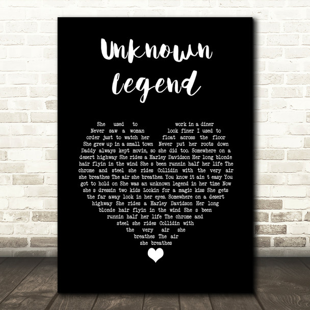 Neil Young Unknown Legend Black Heart Song Lyric Print