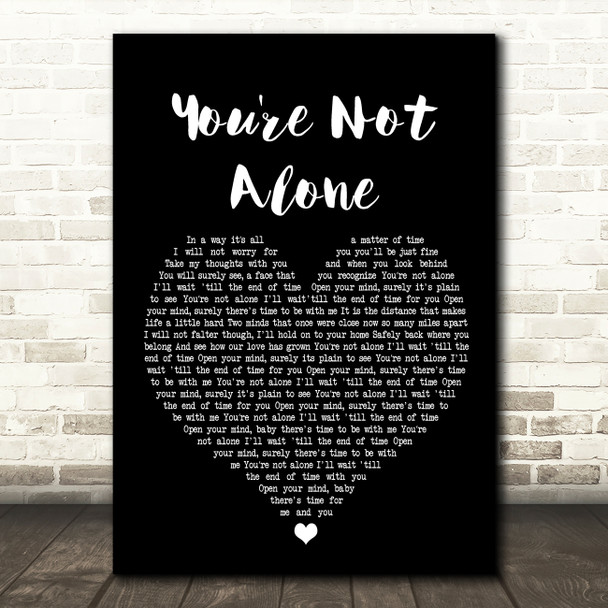Olive You're Not Alone Black Heart Song Lyric Print