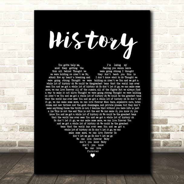 One Direction History Black Heart Song Lyric Print