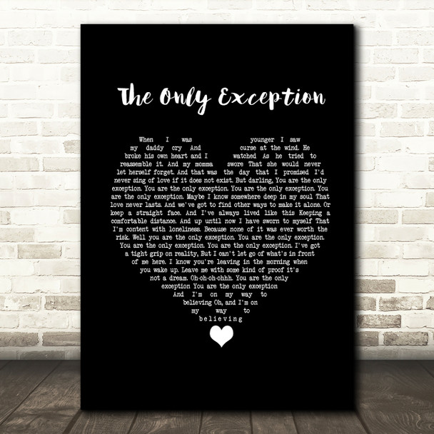 Paramore The Only Exception Black Heart Song Lyric Print