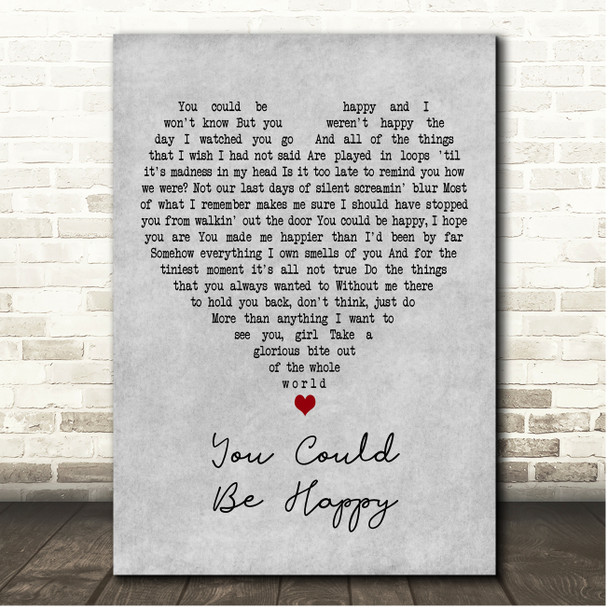 Snow Patrol You Could Be Happy Grey Heart Song Lyric Print