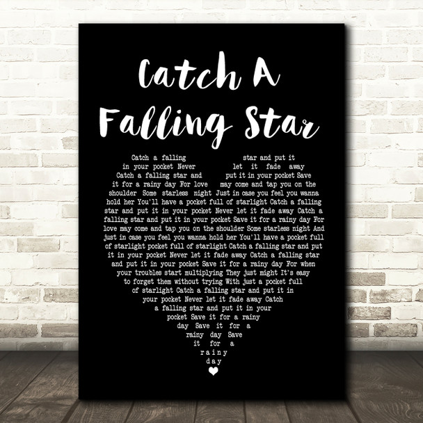 Perry Como Catch A Falling Star Black Heart Song Lyric Print