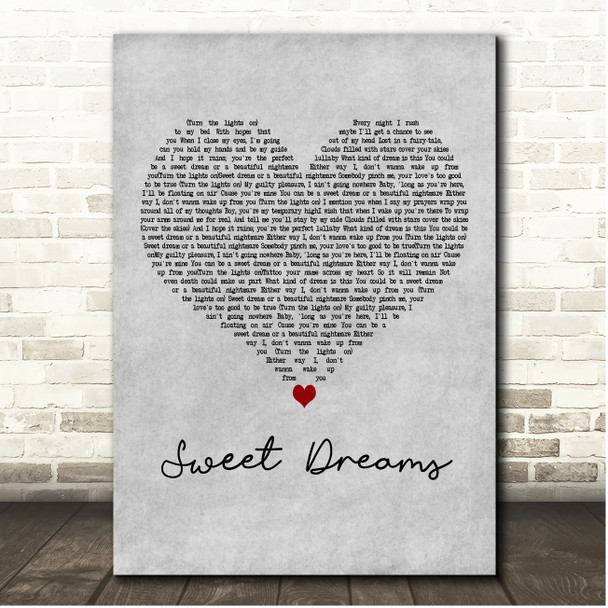 Beyonce Sweet Dreams Grey Heart Song Lyric Print