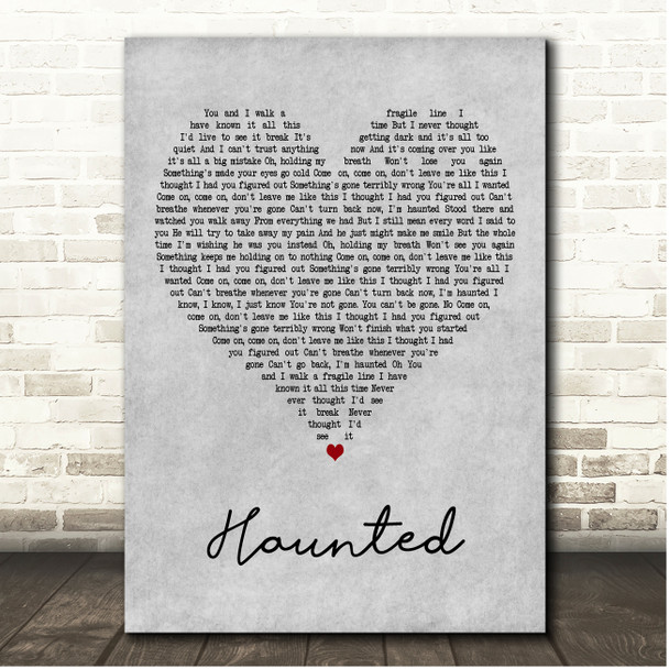 Taylor Swift Haunted Grey Heart Song Lyric Print