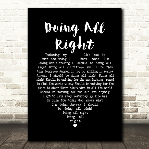 Queen Doing All Right Black Heart Song Lyric Print