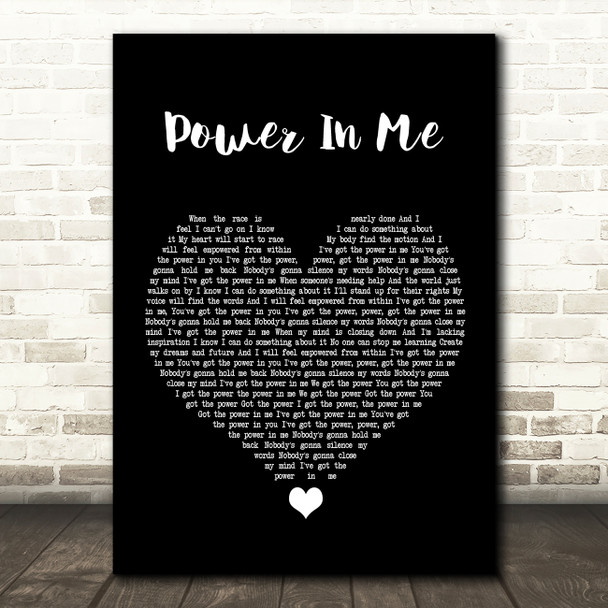 Rebecca Lawrence Power In Me Black Heart Song Lyric Print