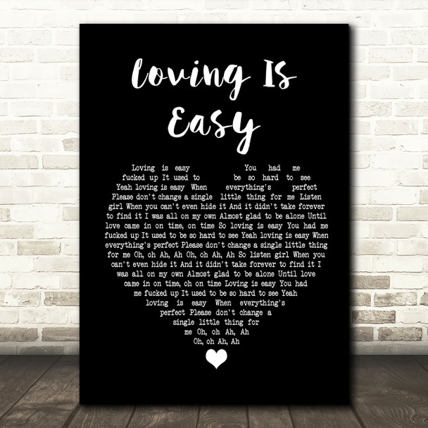 Rex Orange County Loving Is Easy Black Heart Song Lyric Print