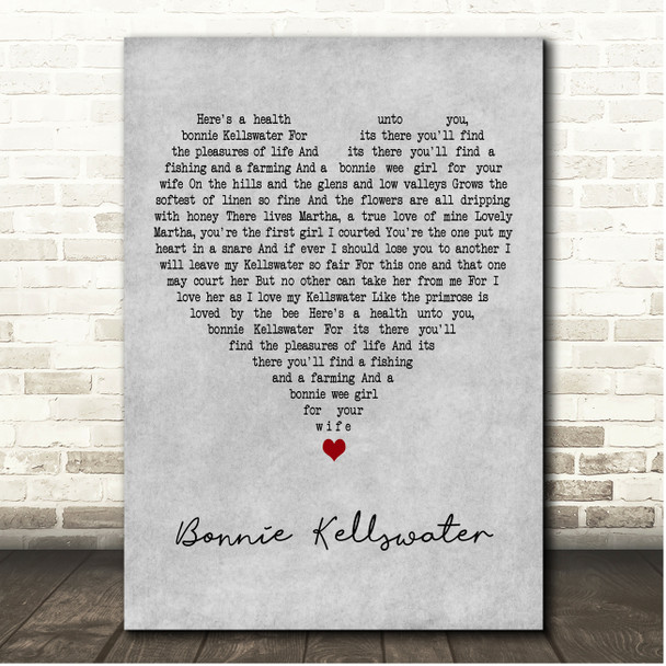 The Irish Rovers Bonnie Kellswater Grey Heart Song Lyric Print