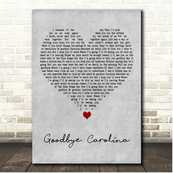 The Marcus King Band Goodbye Carolina Grey Heart Song Lyric Print