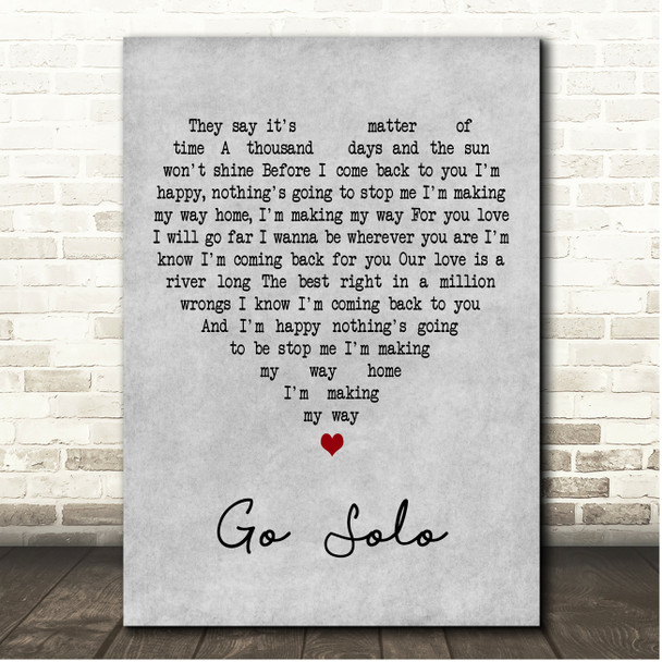 Tom Rosenthal Go Solo Grey Heart Song Lyric Print