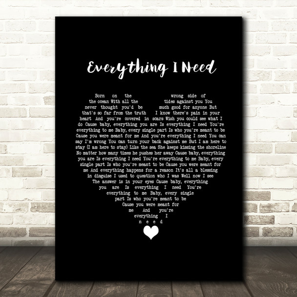 Skylar Grey Everything I Need Black Heart Song Lyric Print