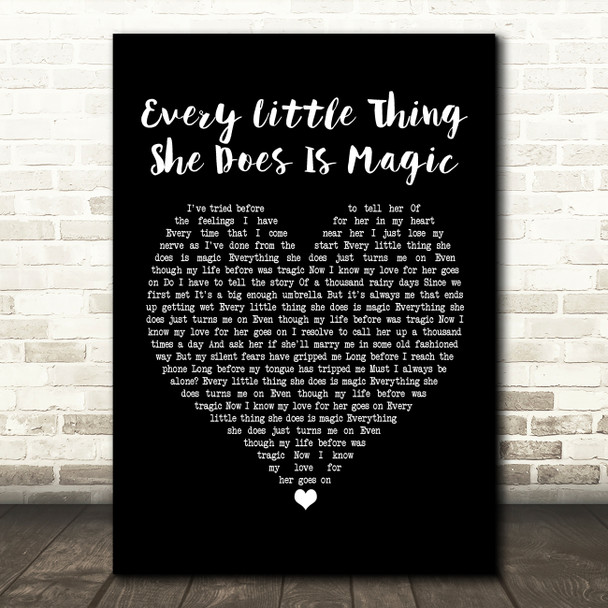 Sleeping At Last Every Little Thing She Does Is Magic Black Heart Song Lyric Print