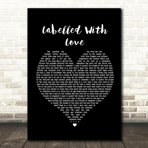 Squeeze Labelled With Love Black Heart Song Lyric Print
