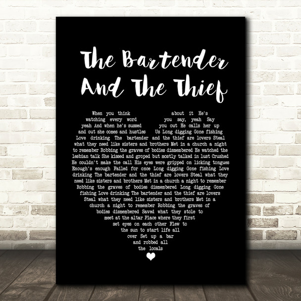 Stereophonics The Bartender And The Thief Black Heart Song Lyric Print