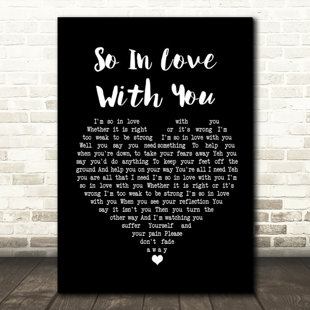 Texas So In Love With You Black Heart Song Lyric Print