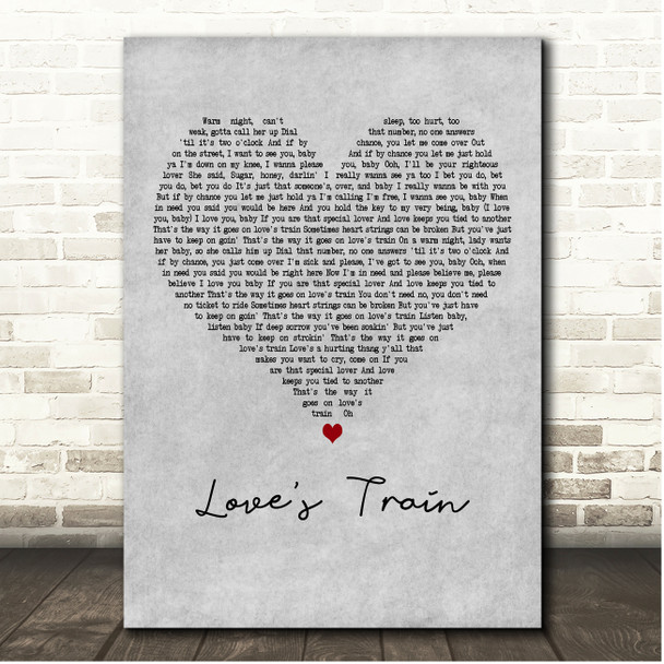 Bruno Mars Love's Train Grey Heart Song Lyric Print