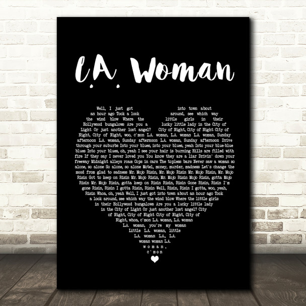 The Doors L.A. Woman Black Heart Song Lyric Print