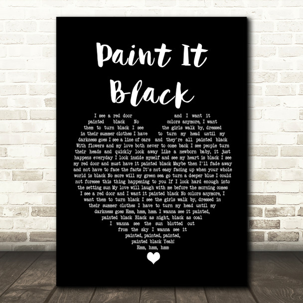 The Rolling Stones Paint It Black Black Heart Song Lyric Print