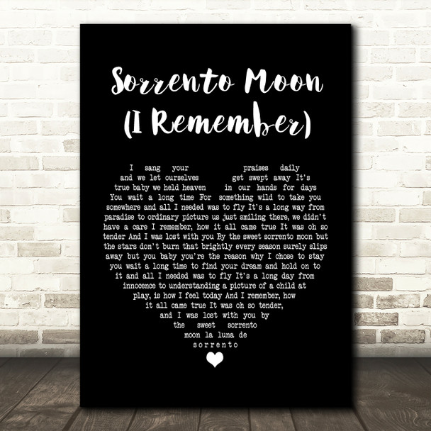 Tina Arena Sorrento Moon (I Remember) Black Heart Song Lyric Print