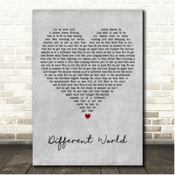 Alan Walker Different World Grey Heart Song Lyric Print